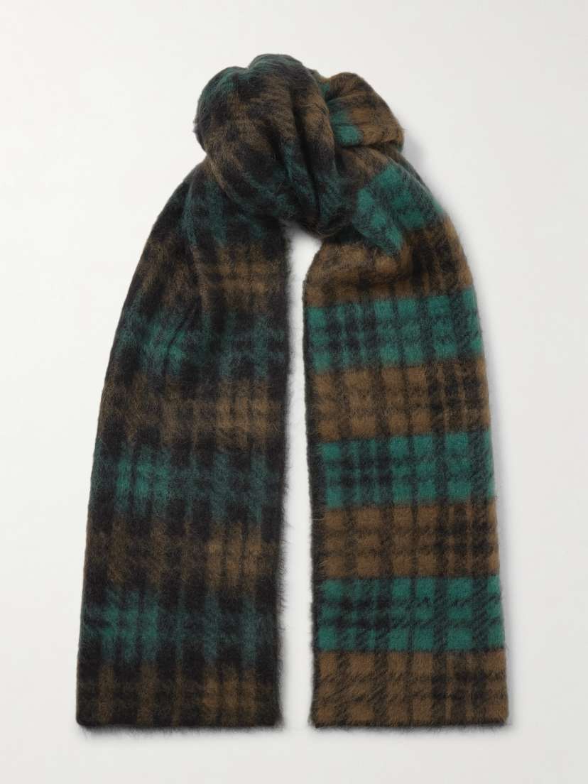 Saint Laurent Checked Mohair-blend Scarf