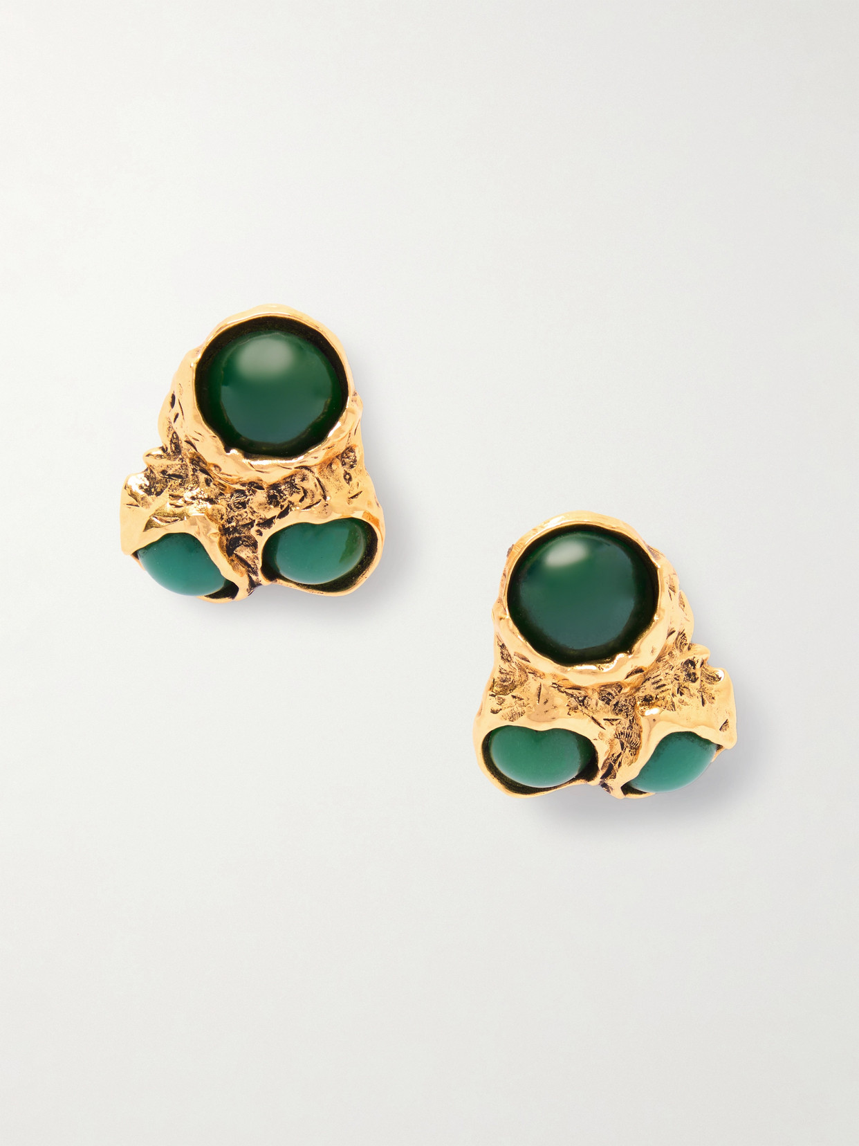 Saint Laurent Gold-tone And Resin Earrings In Green