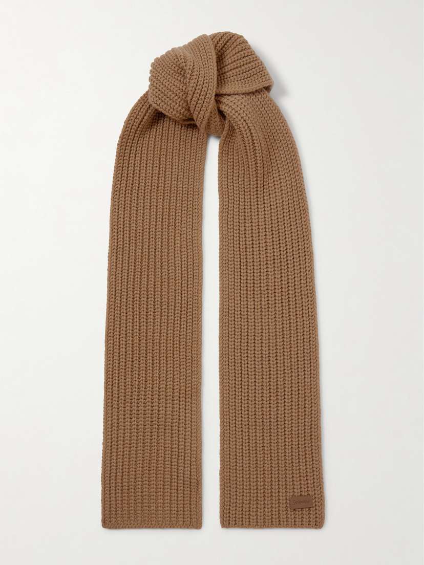 Saint Laurent Appliquéd Ribbed Cashmere Scarf