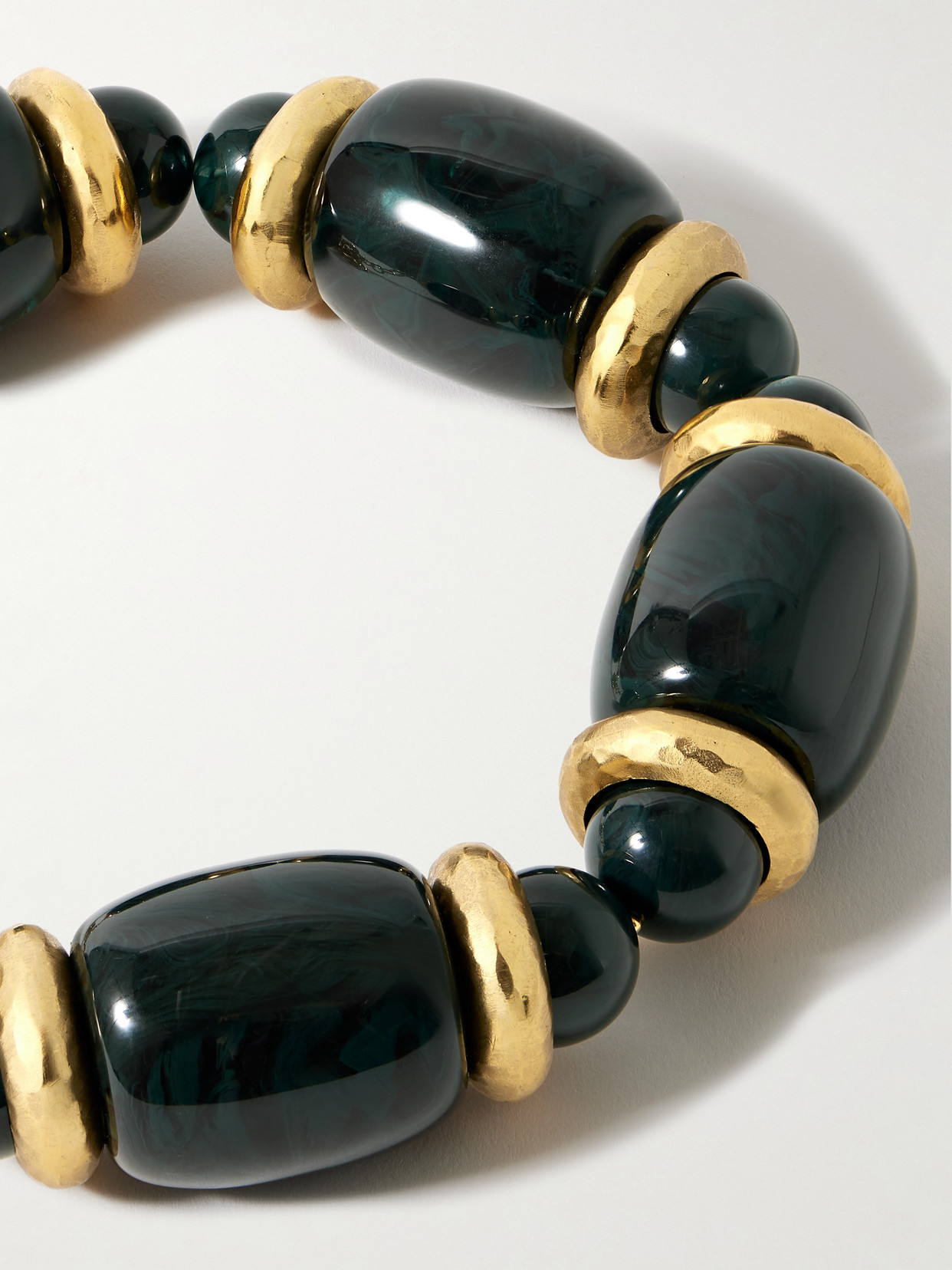 Saint Laurent Metal And Resin Statement Necklace In Green