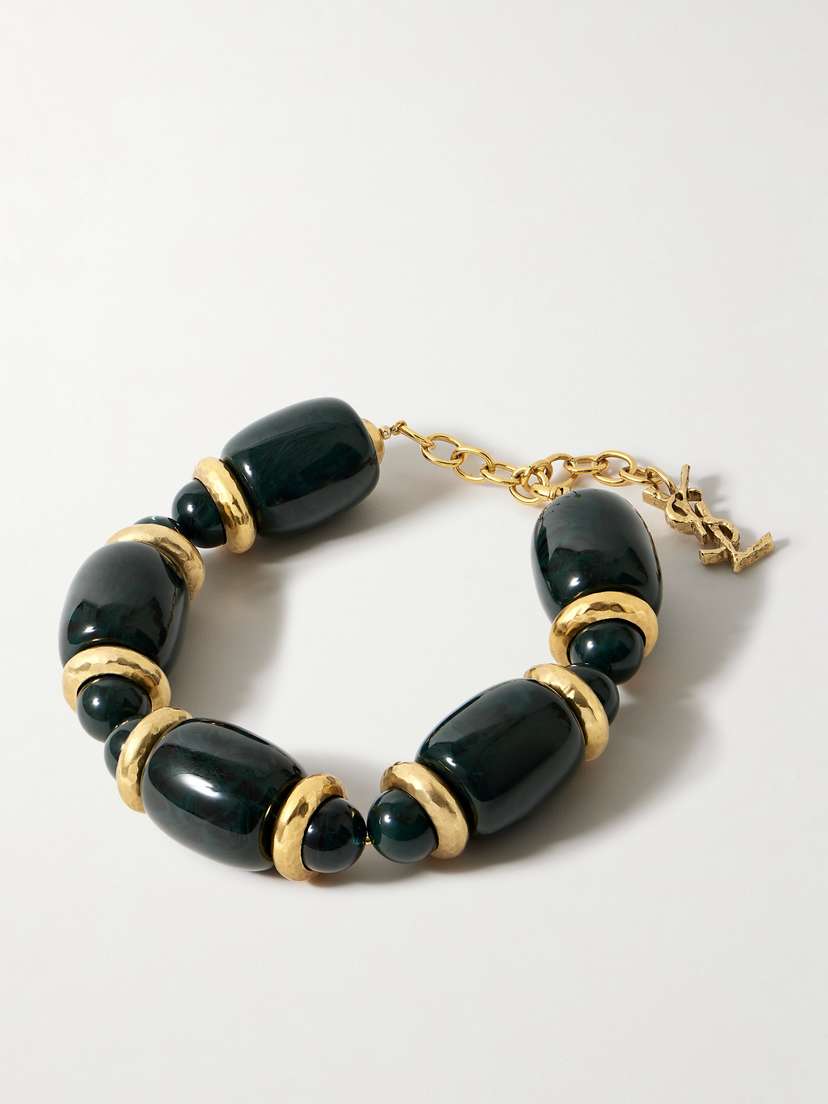 Saint Laurent Gold-tone Resin Beaded Necklace