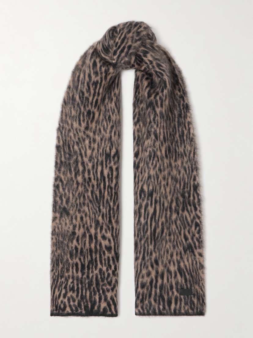 Saint Laurent Leopard-print Mohair-blend Scarf