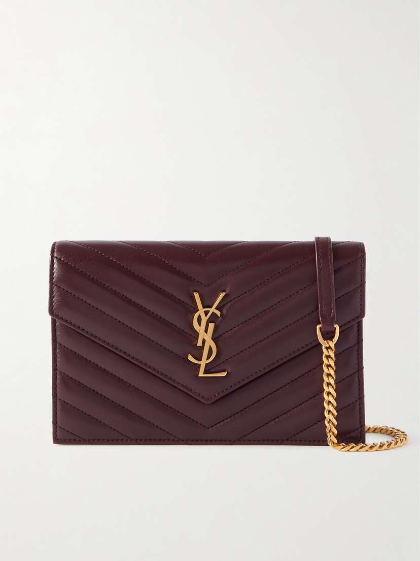 Saint Laurent Cassandre Mini Matelassé Leather Chain Wallet