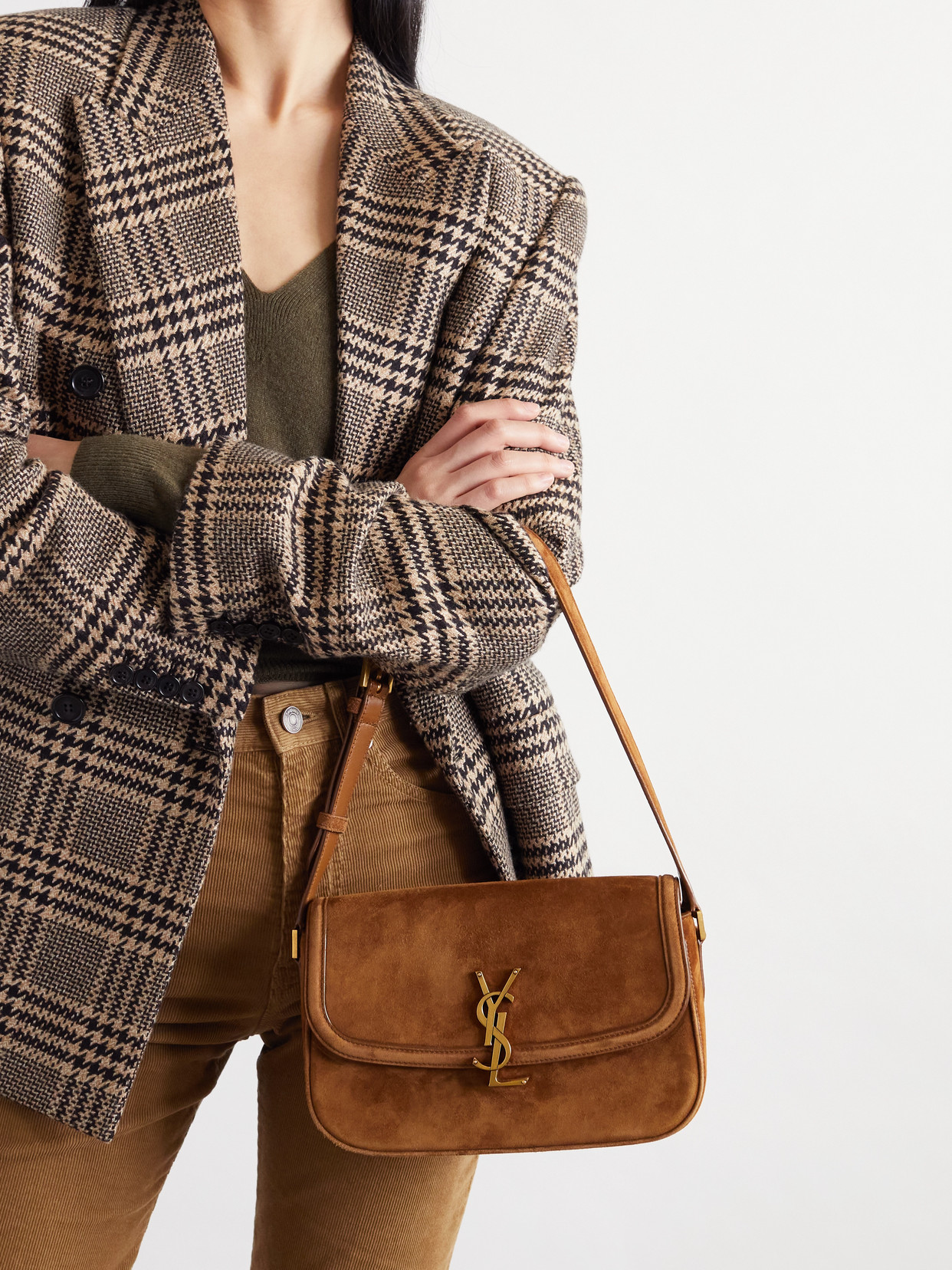 Saint Laurent Solferino Medium Suede Shoulder Bag