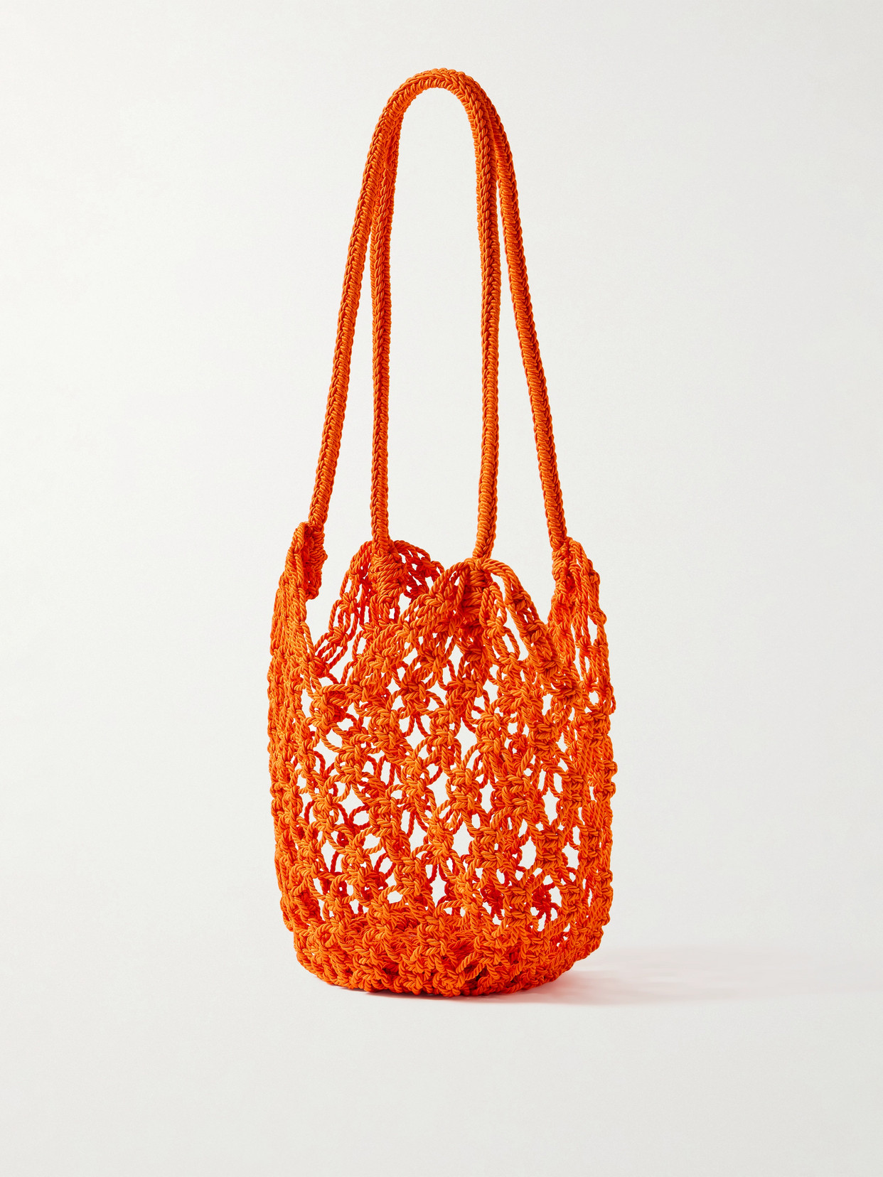 Saint Laurent Woven Cord Shoulder Bag In Orange