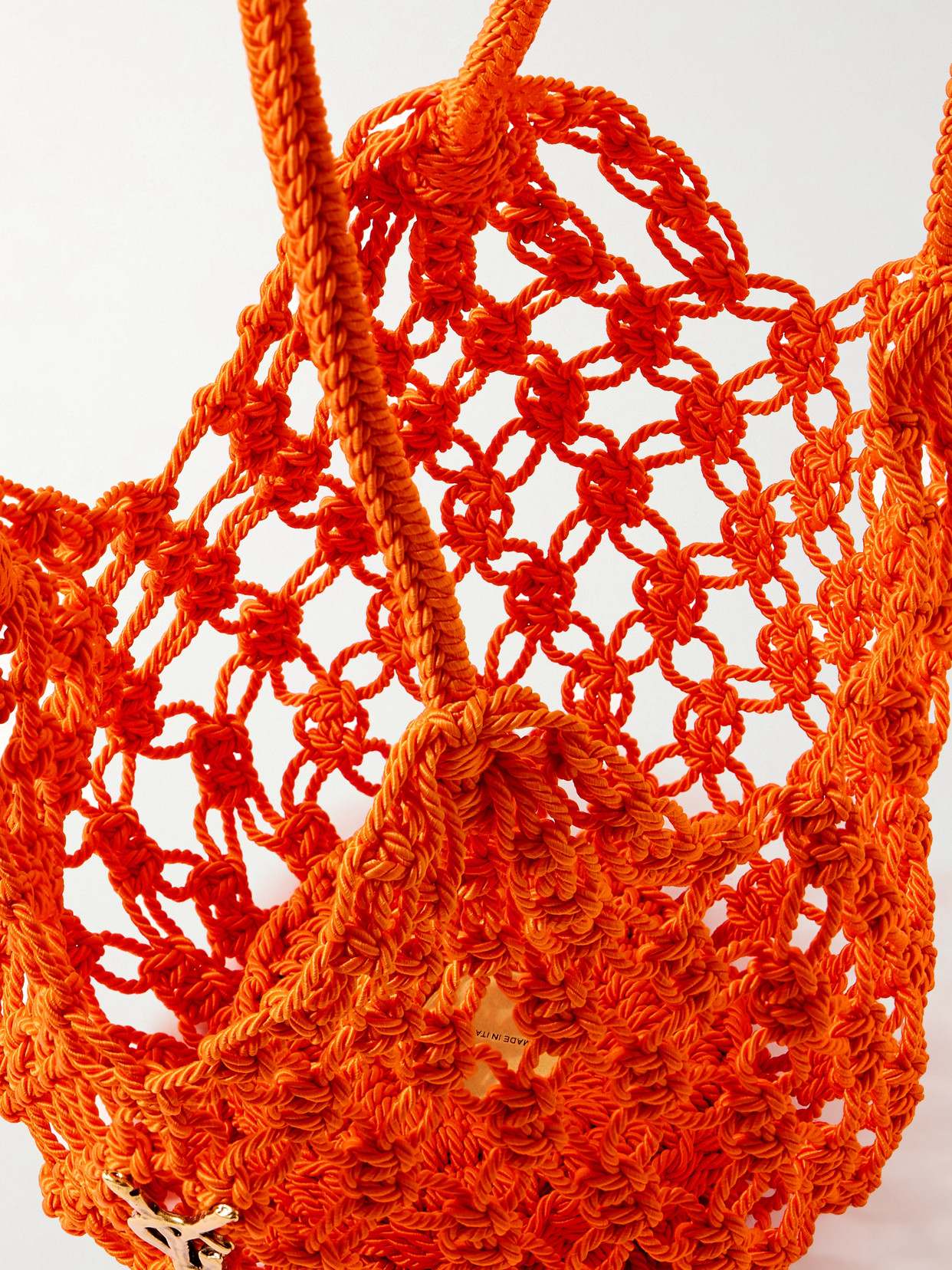 Saint Laurent Woven Cord Shoulder Bag In Orange