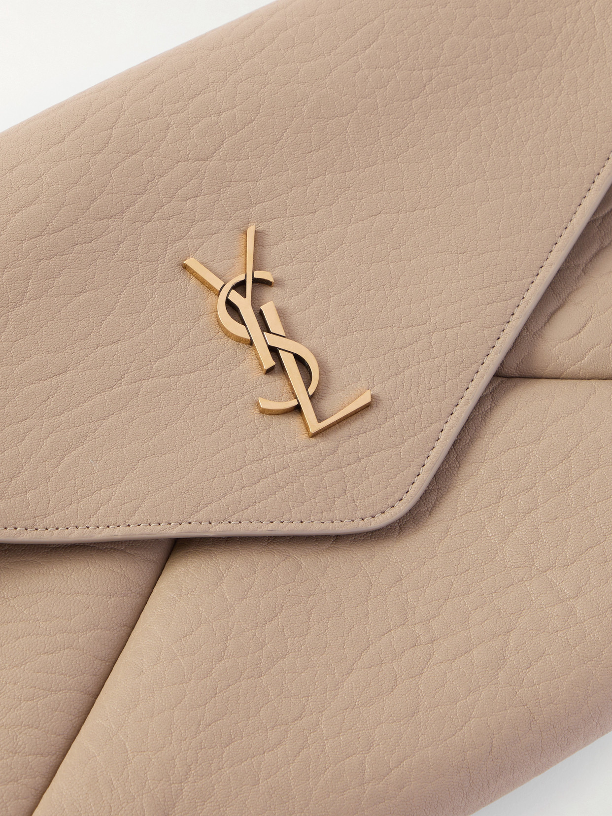 Saint Laurent Cassandre Large Textured-leather Clutch