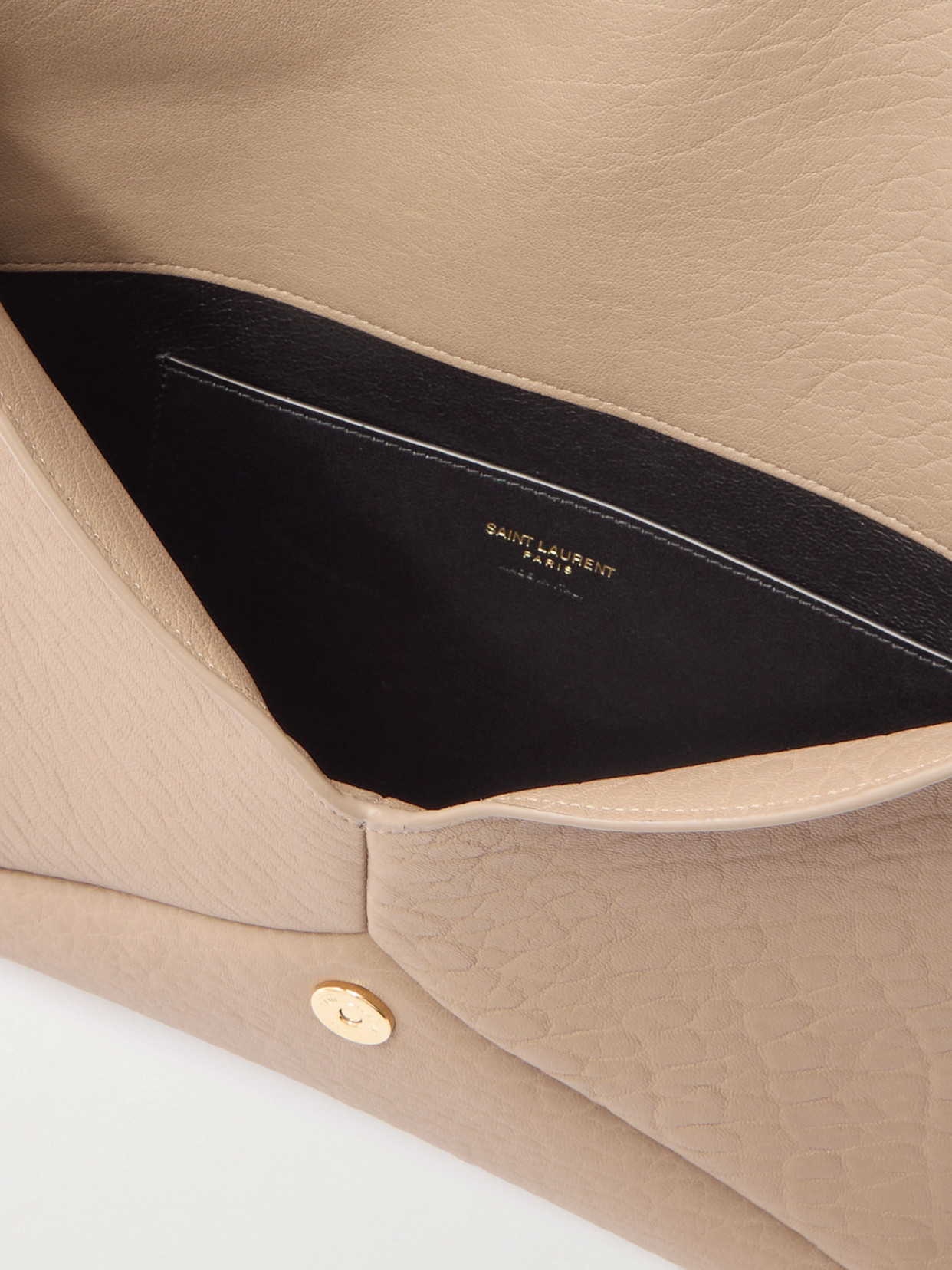 Saint Laurent Cassandre Large Textured-leather Clutch