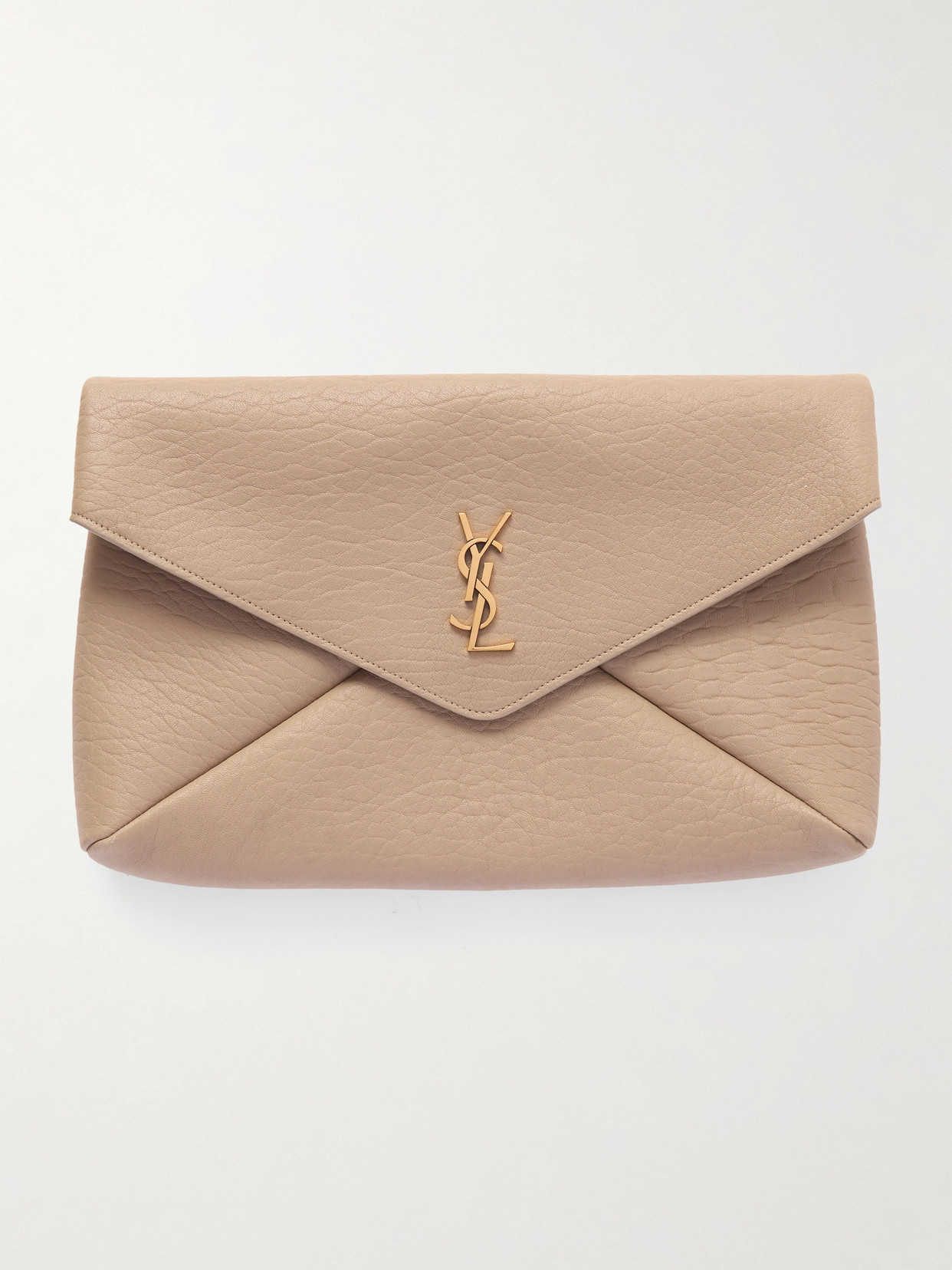 Saint Laurent Cassandre Large Textured-leather Clutch