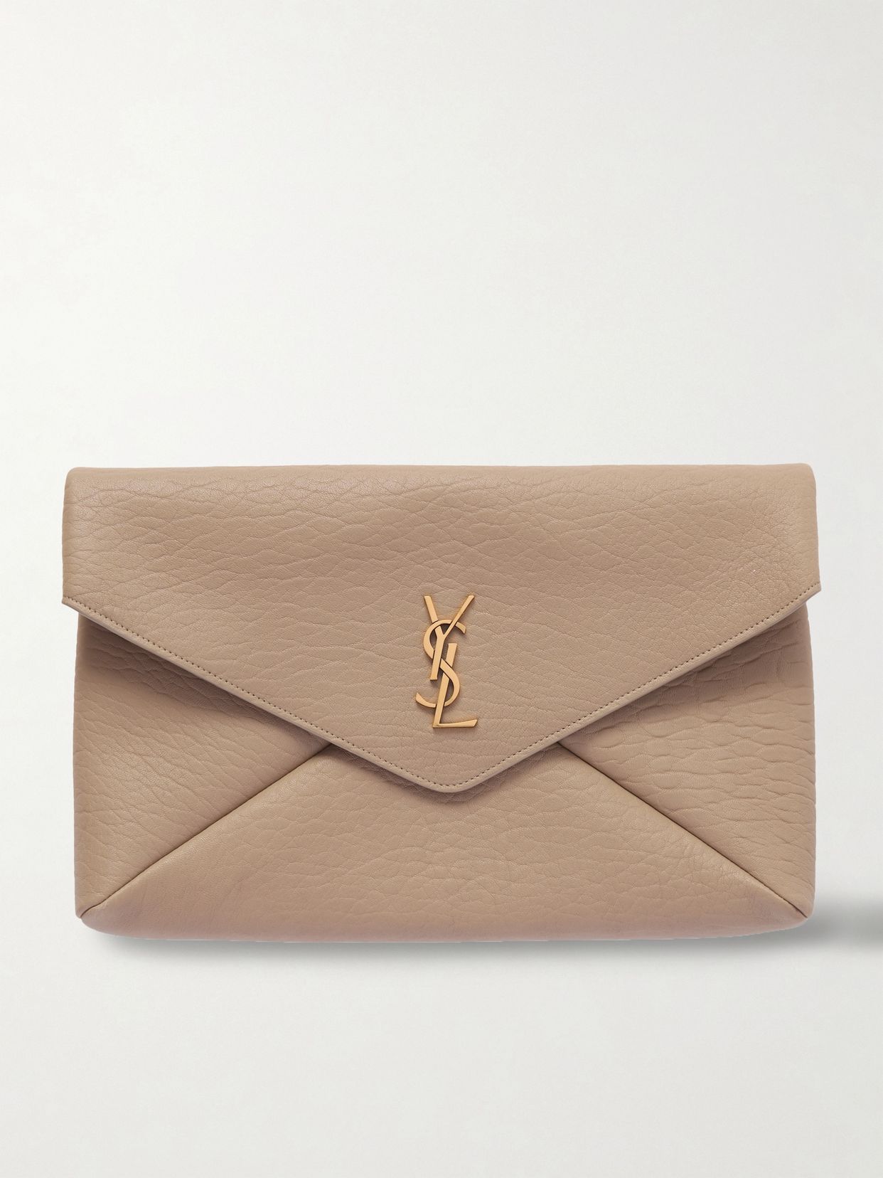 Cassandre large textured-leather clutch