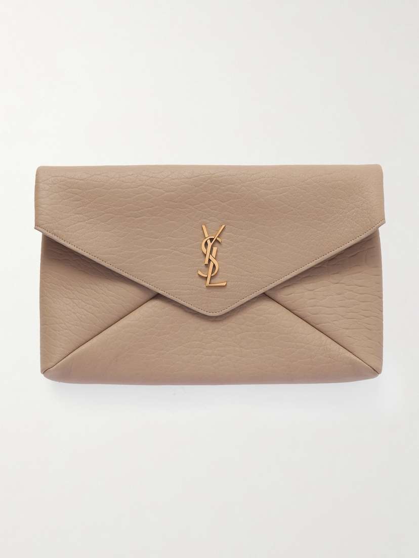 Saint Laurent Cassandre Large Textured-leather Clutch