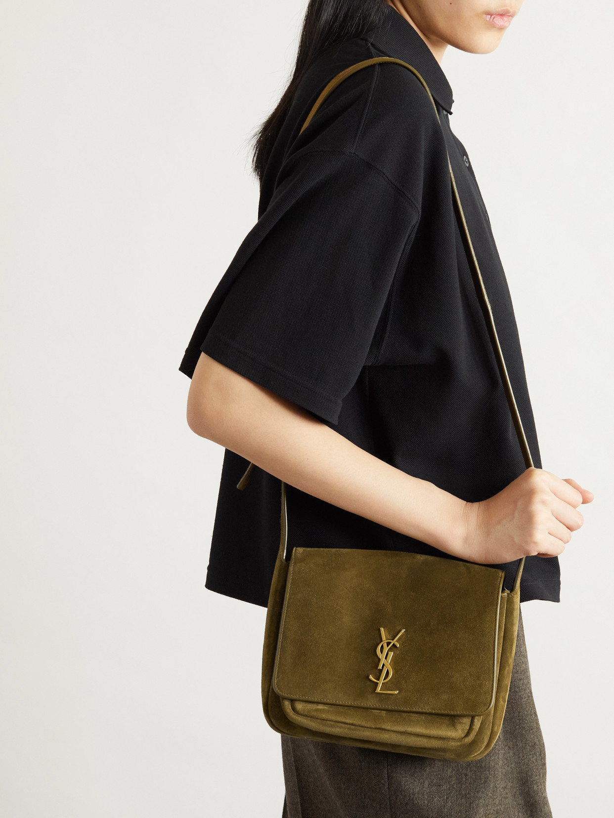 Saint Laurent Niki Suede Shoulder Bag