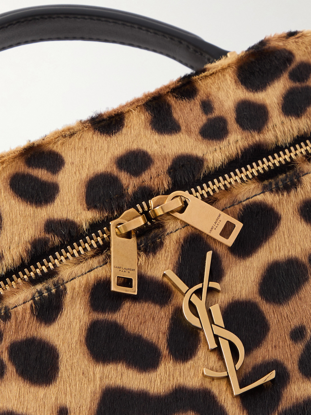 Saint Laurent Gaby Leather-trimmed Leopard-print Calf Hair Shoulder Bag In Multi