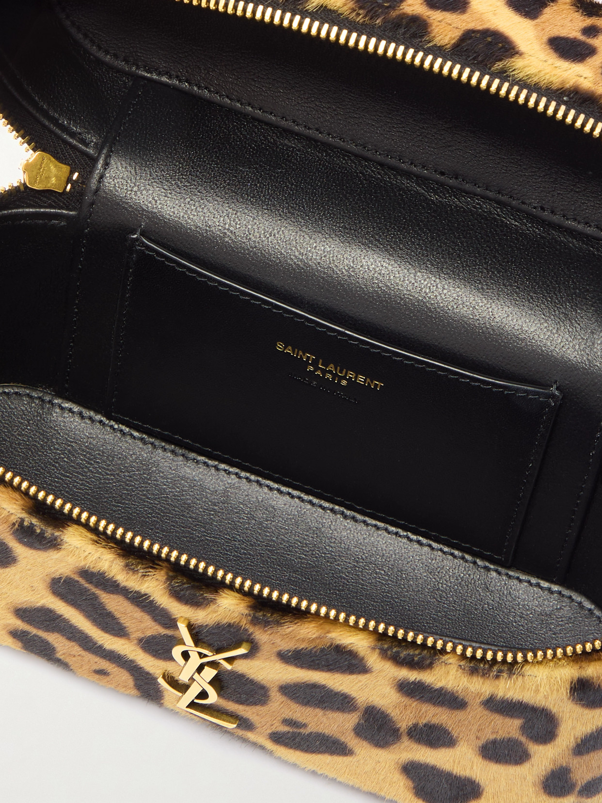 Saint Laurent Gaby Leather-trimmed Leopard-print Calf Hair Shoulder Bag In Multi