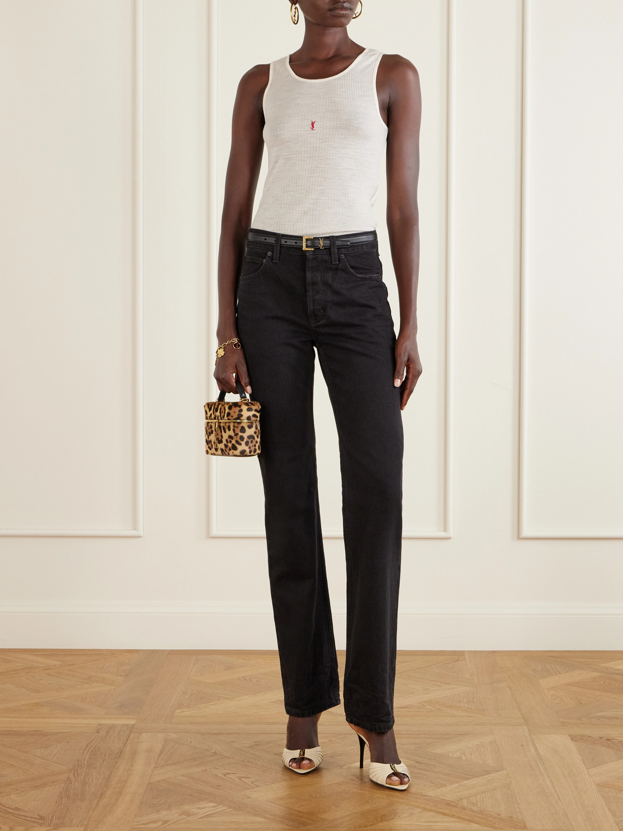 Gaby Vanity Leather-Trimmed Leopard-Print Shoulder Bag