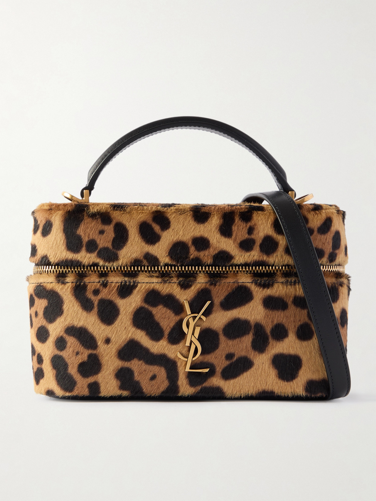 Saint Laurent Gaby Leather-trimmed Leopard-print Calf Hair Shoulder Bag In Multi