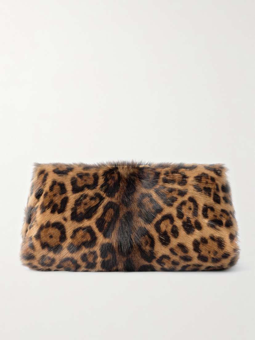 Saint Laurent Leopard-print Calf Hair Clutch