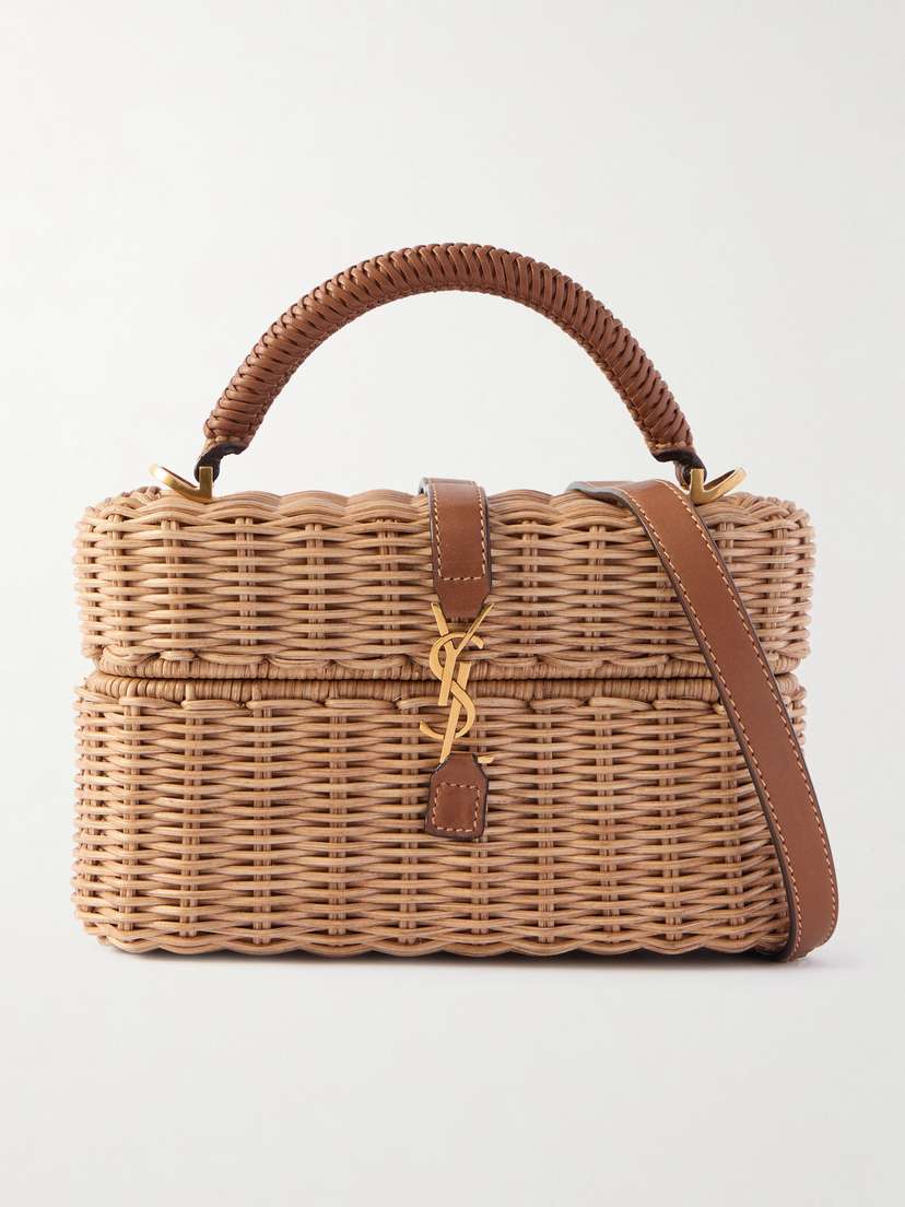 Saint Laurent Gaby Vanity Leather-trimmed Woven Wicker Shoulder Bag
