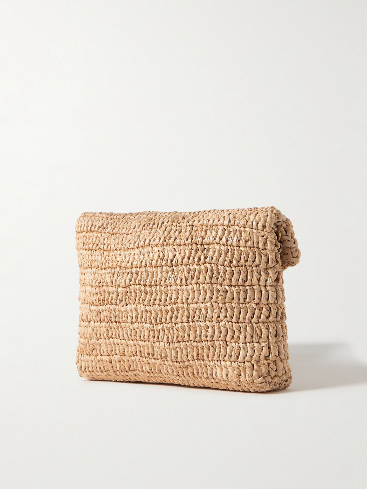 Saint Laurent Cassandre Leather-trimmed Raffia Shoulder Bag