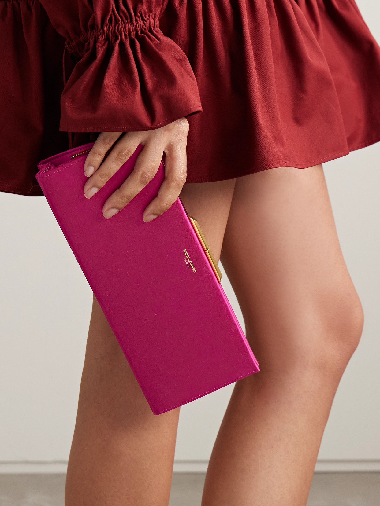 Saint Laurent Midnight Small Satin Clutch