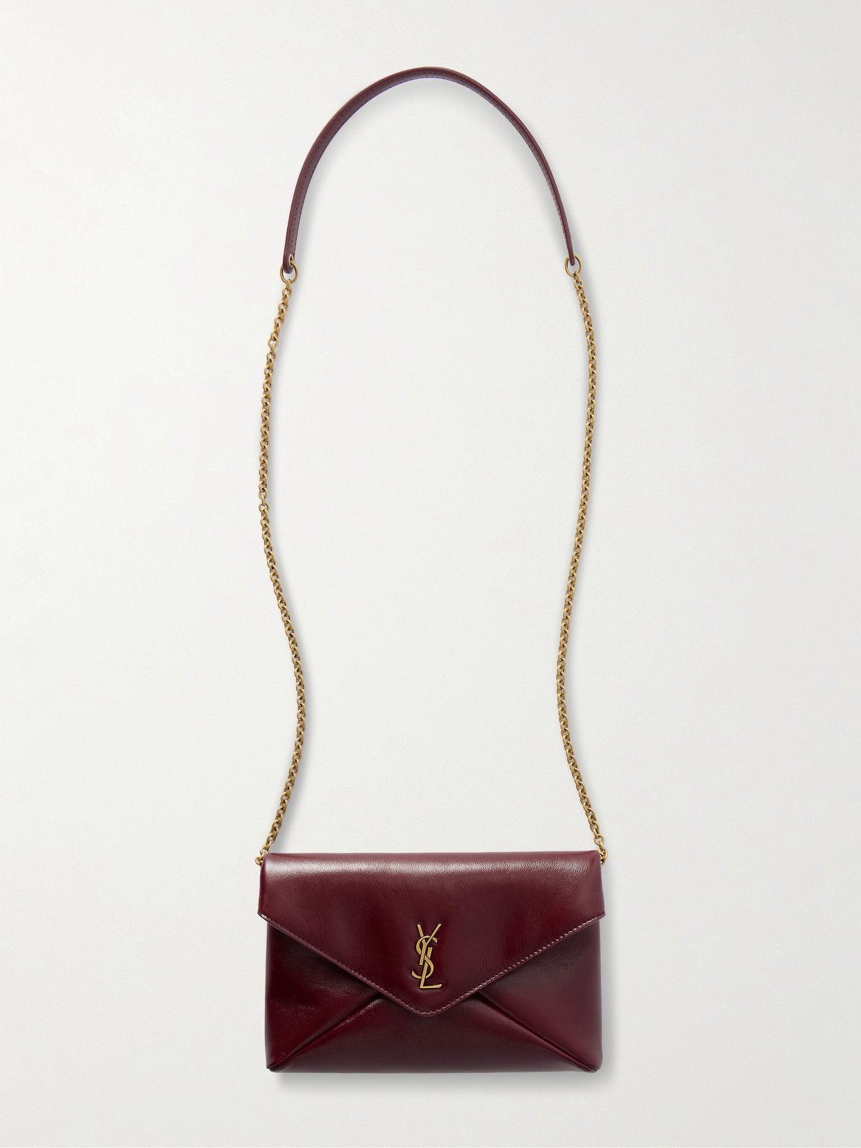 Saint Laurent Leather Shoulder Bag In Burgundy