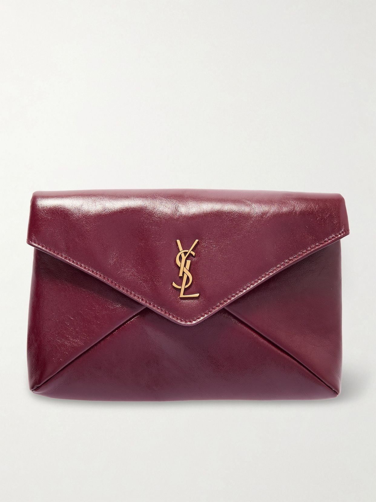 Cassandre large glossed-leather clutch