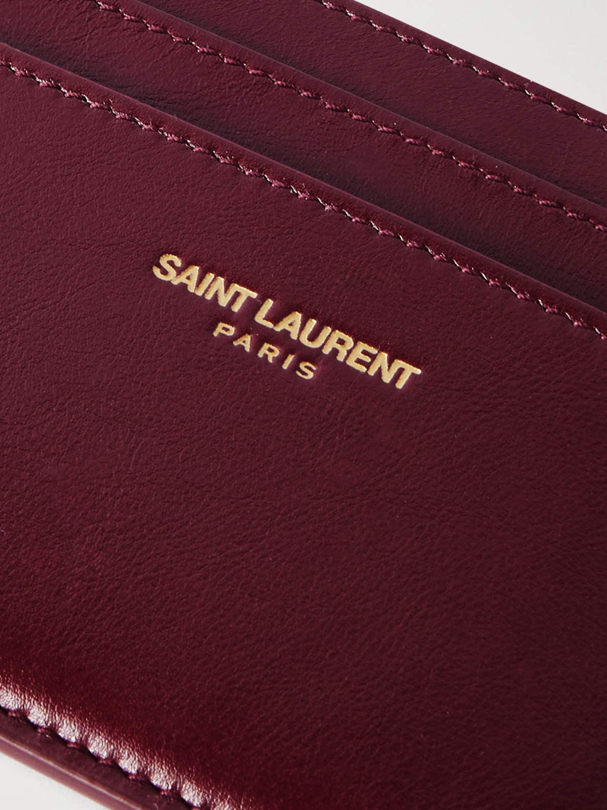Saint Laurent Paris Leather Cardholder In Red