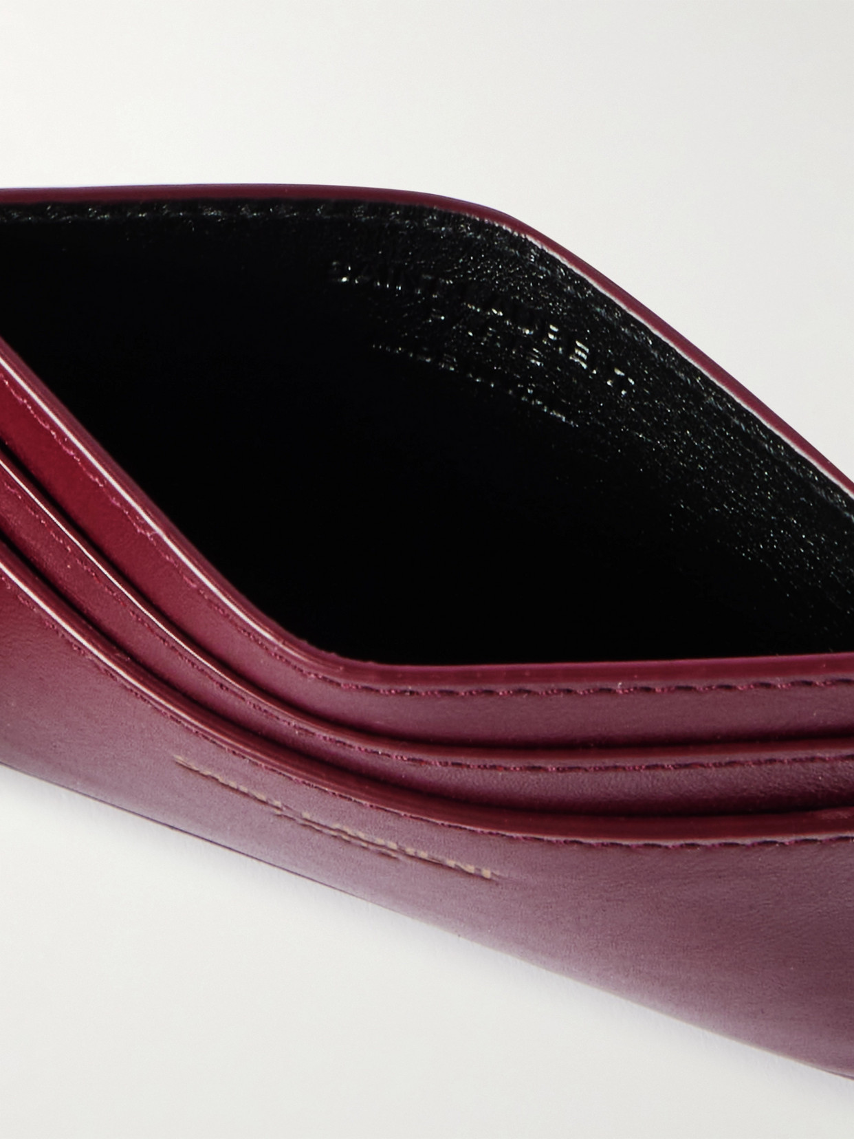 Saint Laurent Paris Leather Cardholder In Red