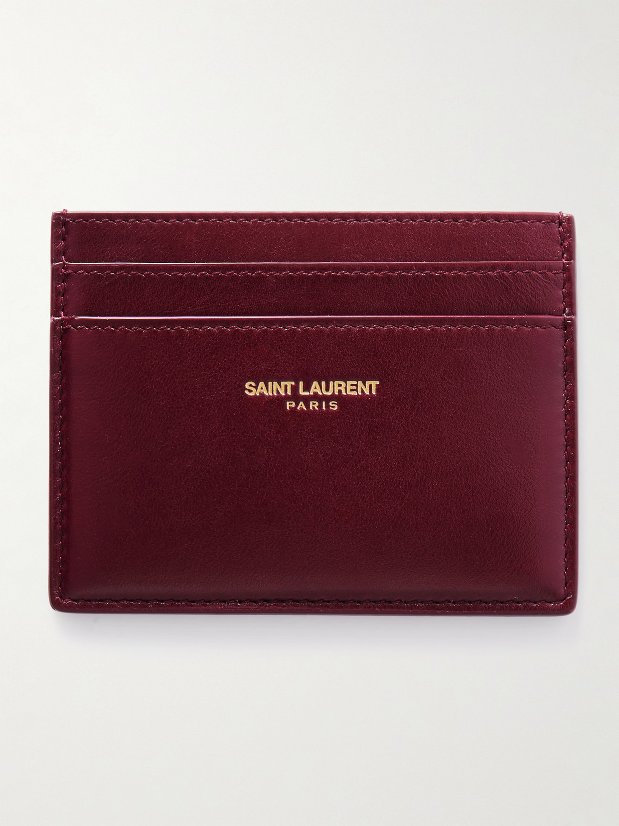 Saint Laurent Paris Leather Cardholder In Red