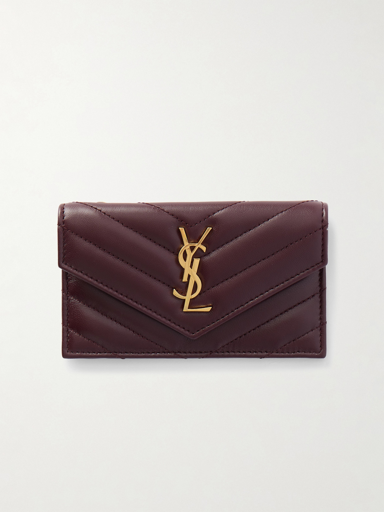 Saint Laurent Cassandre Matelassé Leather Wallet In Red
