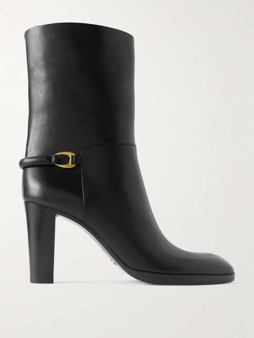 Saint Laurent Sulpice Embellished Leather Ankle Boots