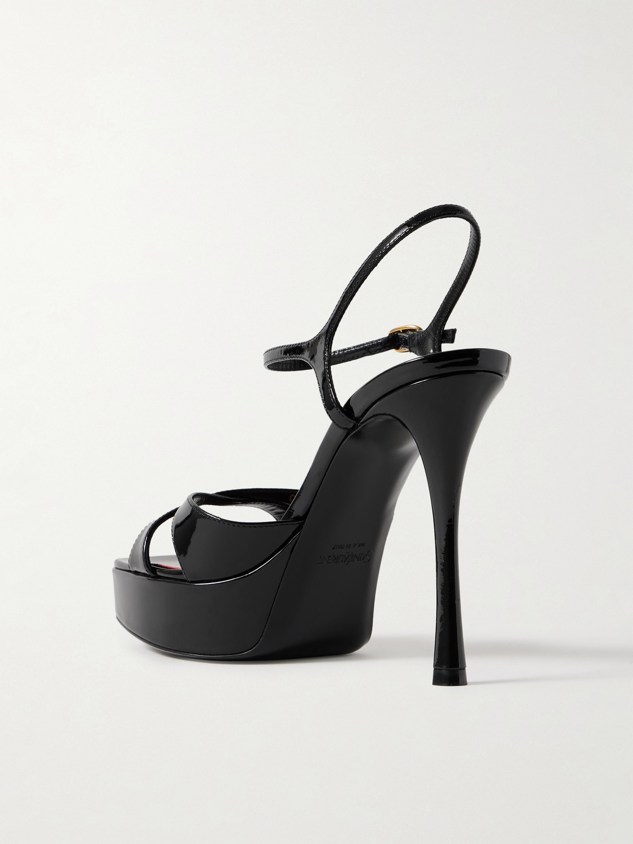 Saint Laurent Debbie Patent-leather Platform Sandals In Black