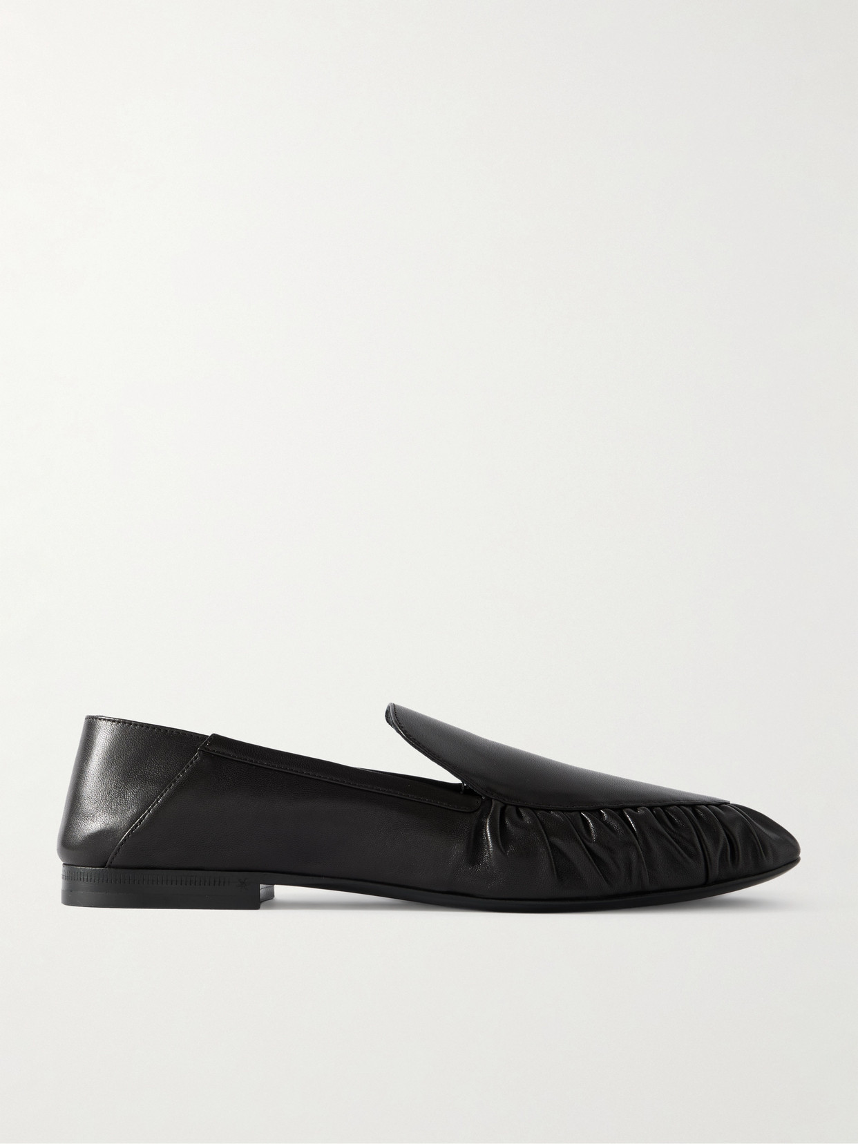 Saint Laurent Alain Collapsible-heel Gathered Leather Loafers In Brown