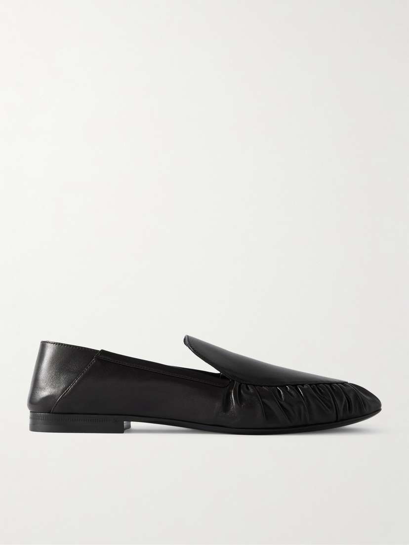 Saint Laurent Alain Collapsible-heel Gathered Leather Loafers
