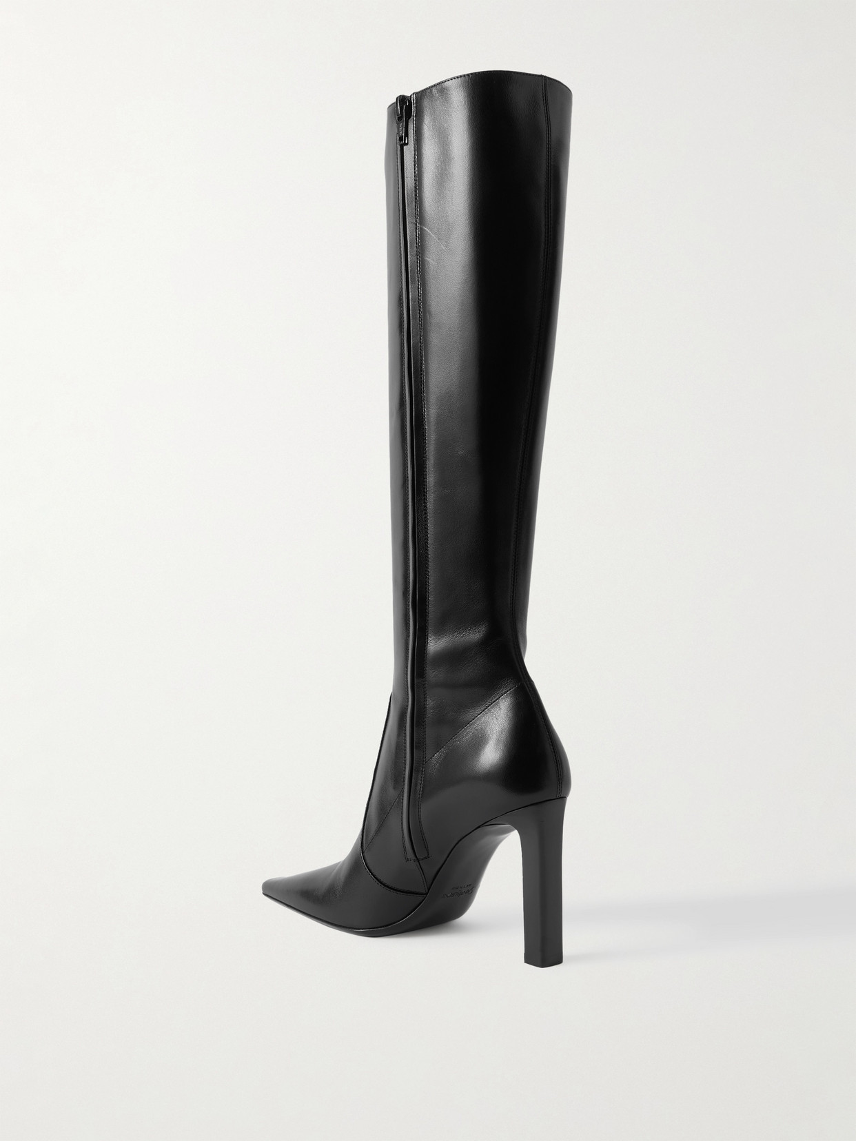 Saint Laurent Francoise Glossed-leather Knee Boots In Black