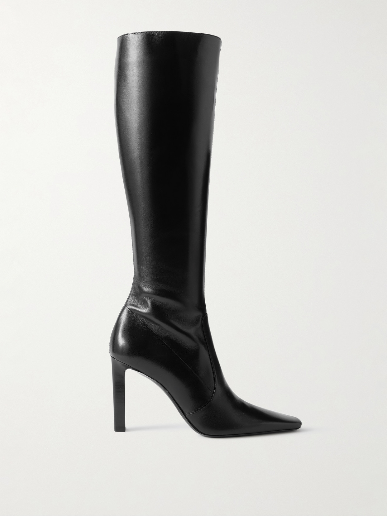 Saint Laurent Francoise Glossed-leather Knee Boots In Black