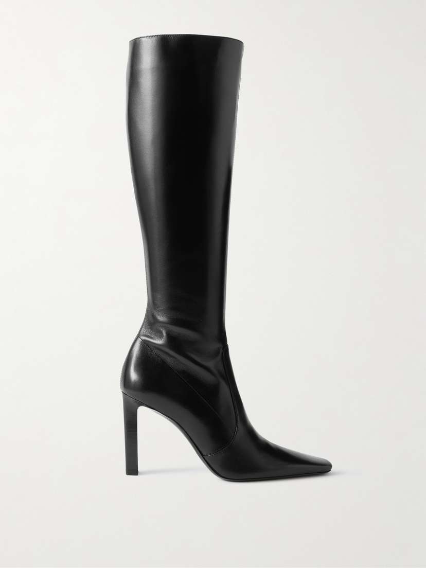 Saint Laurent Francoise Glossed-leather Knee Boots