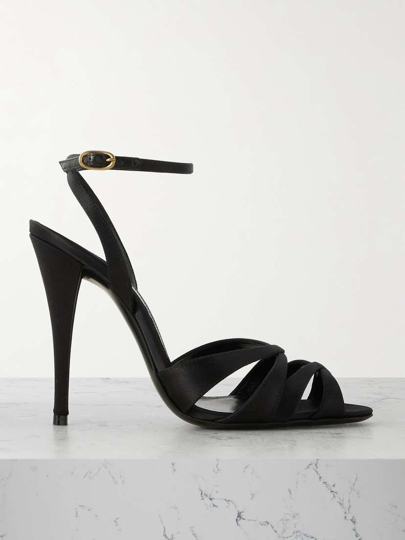 Saint Laurent Chandelle Leather-trimmed Satin Sandals
