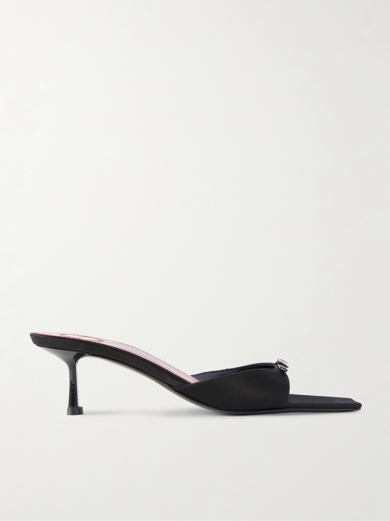 Saint Laurent Daisy 50 Crystal-embellished Satin Mules In Black