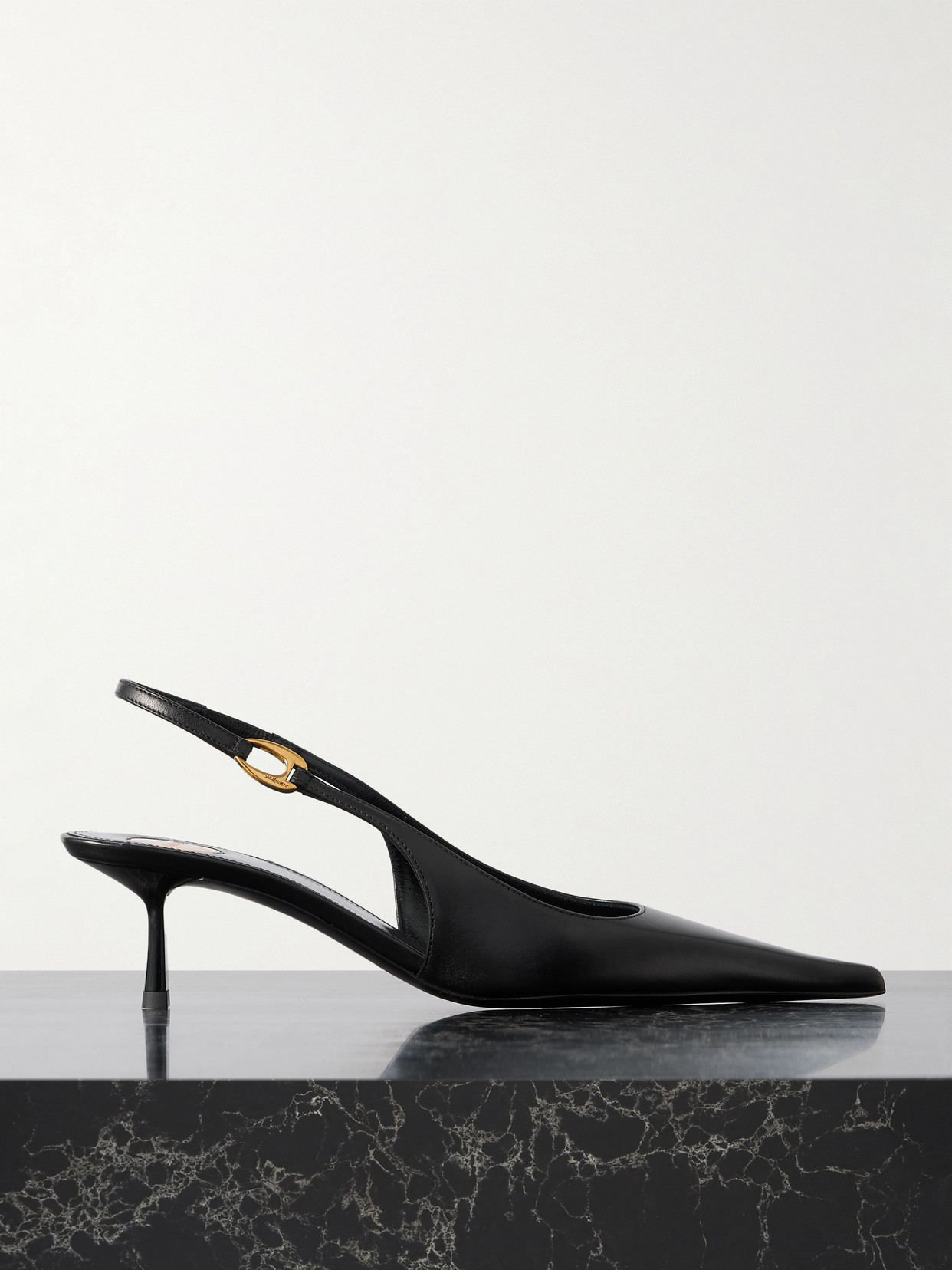 Saint Laurent Vendôme Embellished Leather Slingback Pumps In Black