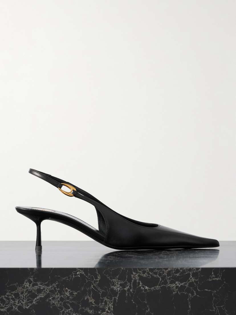 Saint Laurent Vendôme Embellished Leather Slingback Pumps