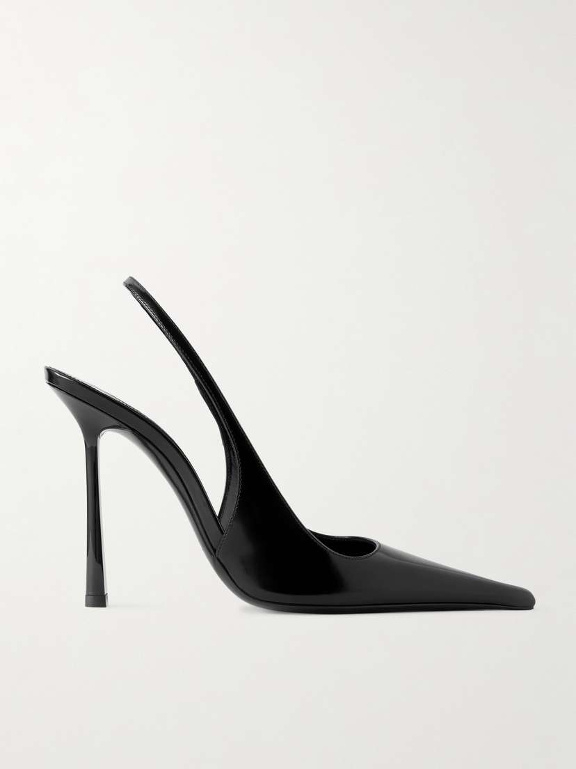 Saint Laurent Vendôme Glossed-leather Slingback Pumps