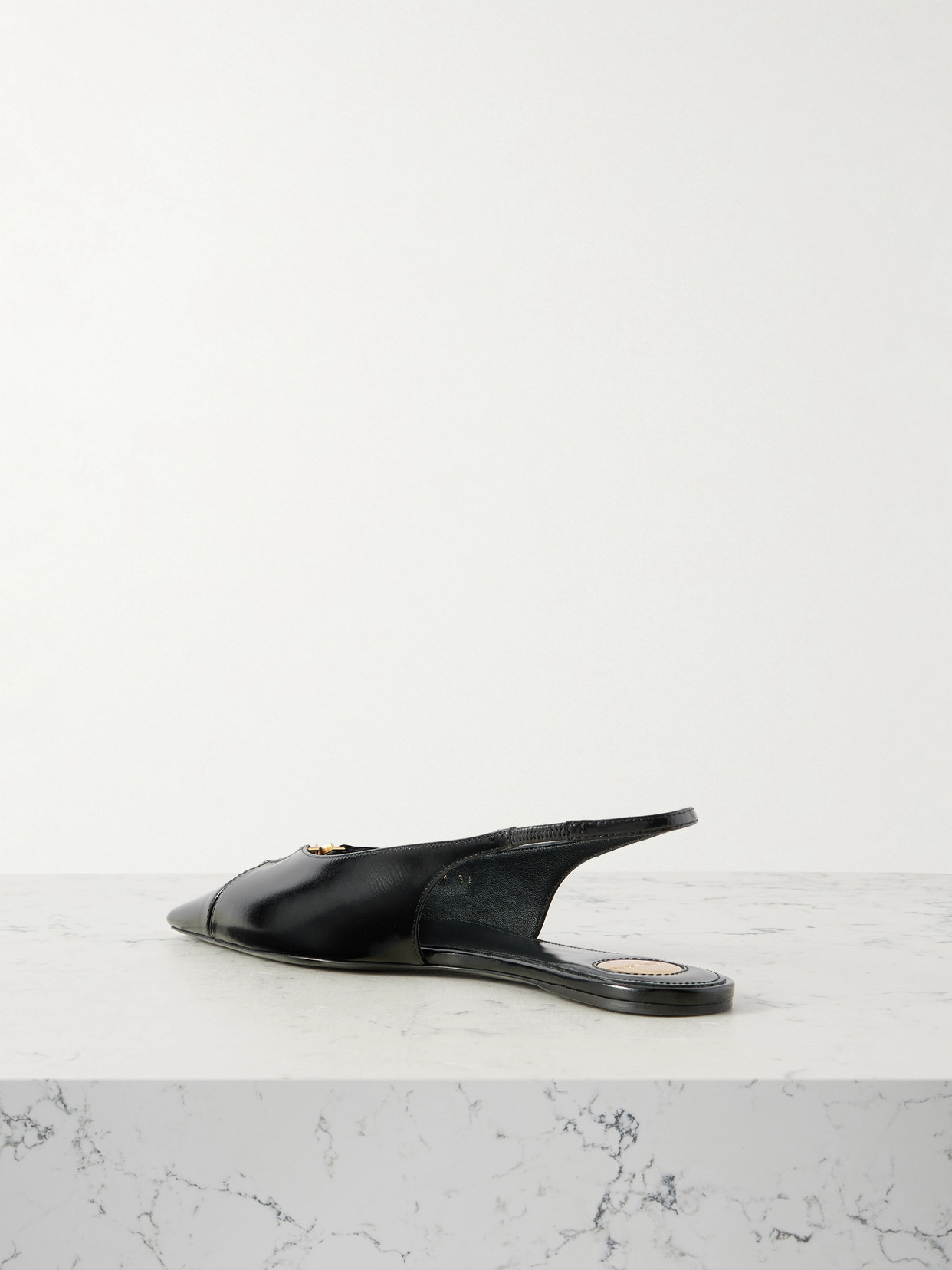 上品【Saint Laurent】『Babylone』leather slingback flats Babylone crêpe slingback flats in black - Saint Laurent