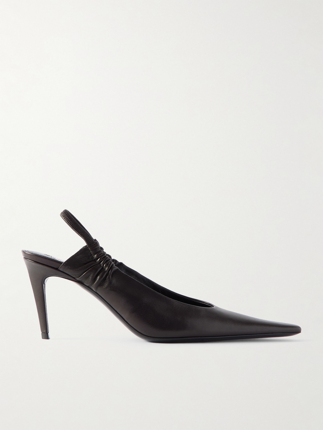 Saint Laurent Anne Marie Gathered Leather Slingback Pumps In Brown