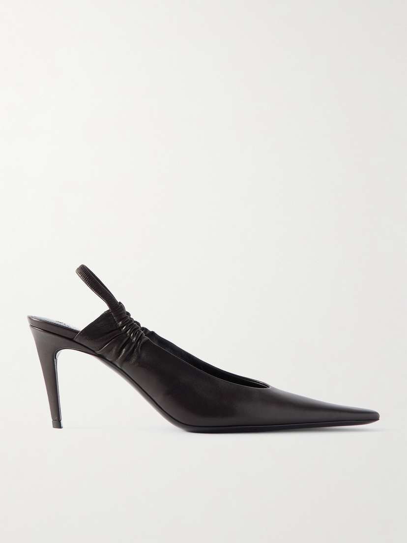 Saint Laurent Anne Marie Gathered Leather Slingback Pumps