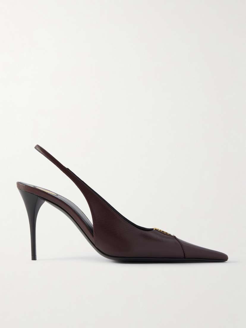 Saint Laurent Babylone Leather Slingback Pumps