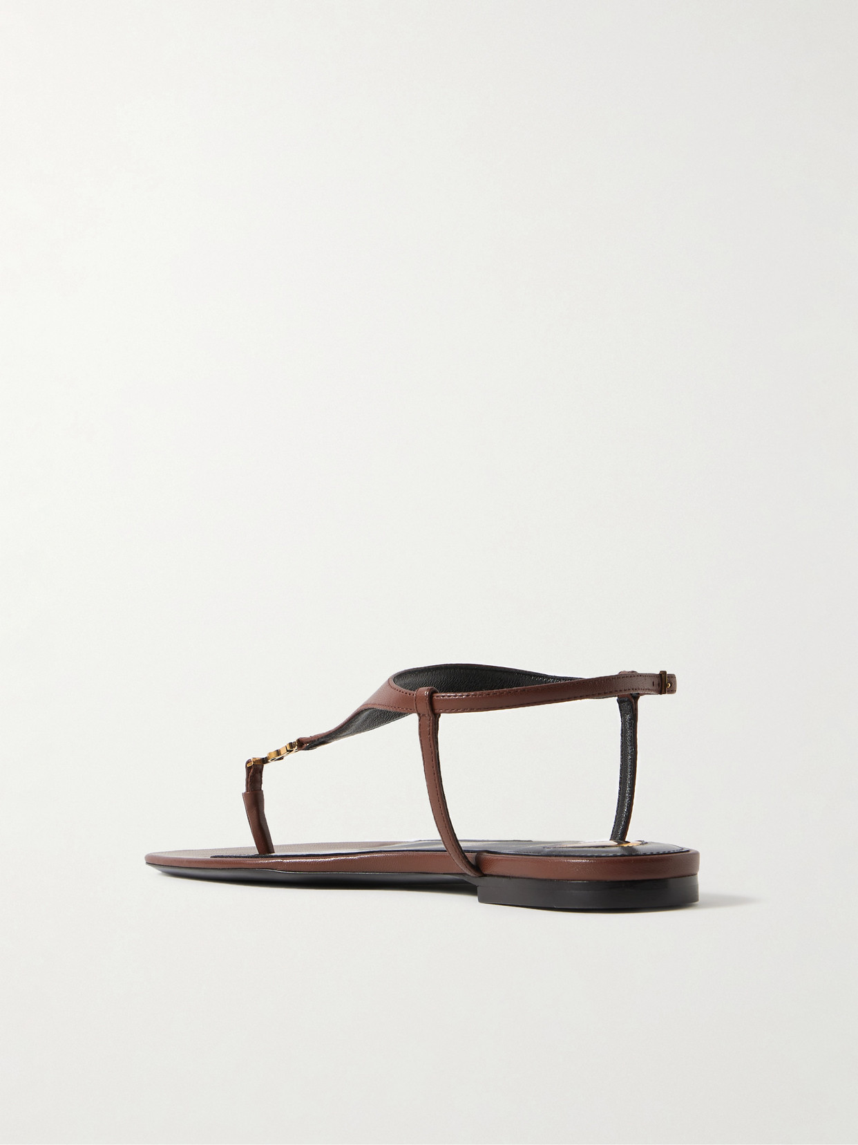 Saint Laurent Cassandra Logo-embellished Leather Slingback Sandals In Brown