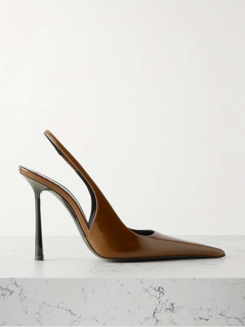 Saint Laurent Vendôme Glossed-leather Slingback Pumps