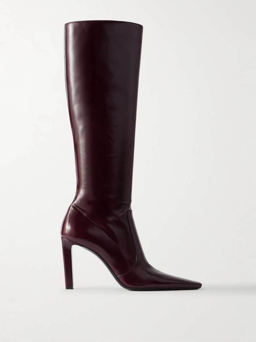 Saint Laurent Francoise Glossed-leather Knee Boots