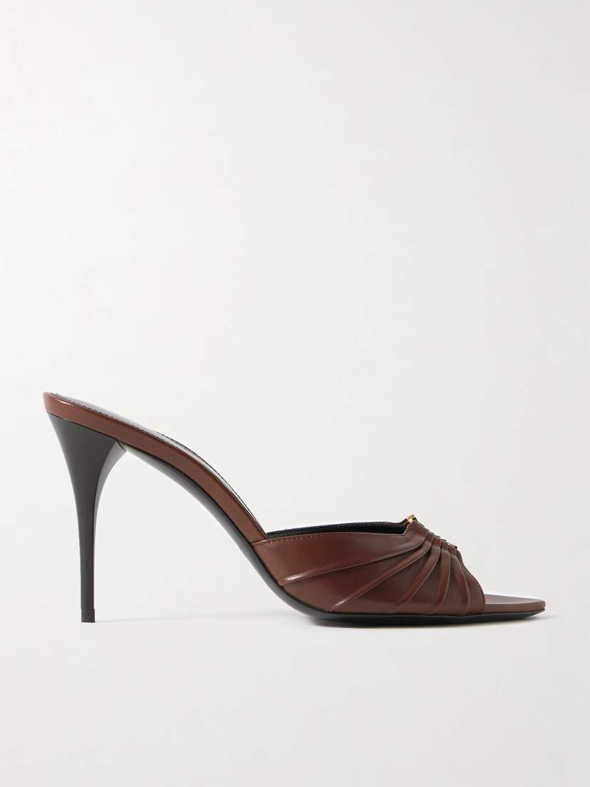 Saint Laurent Babylone Embellished Pleated Leather Mules